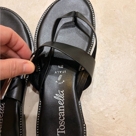 Like NEW worn 1x Toscanella Dainty Handmade in Italy Black Womens Sandals Sz 8.5 - Picture 8 of 9